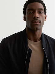 Reiss Navy Bild Zip-Through Bomber Jacket - Image 3 of 7