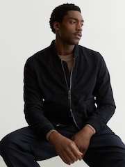 Reiss Navy Bild Zip-Through Bomber Jacket - Image 5 of 7