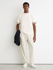 Reiss White Aries Textured Tape-Cuff T-Shirt - Image 2 of 6