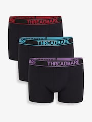 Threadbare Black Hipster Fit Boxer Shorts (3 Pack) - Image 1 of 5