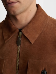 タバコブラウン - Reiss Daventry スエード 4ポケットジップスルージャケット - 画像 4 / 8