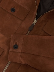 タバコブラウン - Reiss Daventry スエード 4ポケットジップスルージャケット - 画像 8 / 8