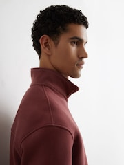 Reiss Raspberry Pink Quinn Cotton-Blend Washed Half-Zip Sweatshirt - Image 4 of 7