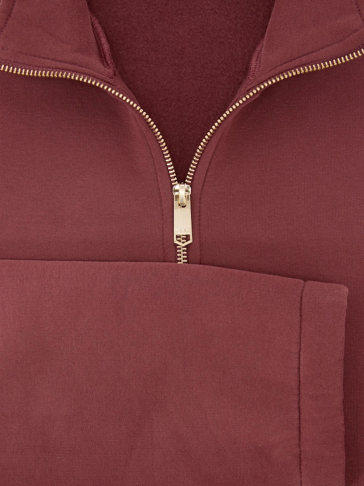 Reiss Raspberry Pink Quinn Cotton-Blend Washed Half-Zip Sweatshirt - Image 7 of 7