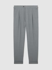 Reiss Light Grey Promise Adjuster Side-Adjuster Tailored-Fit Suit Trousers Wool-Blend - Image 2 of 7