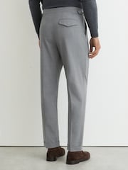 Reiss Light Grey Promise Adjuster Side-Adjuster Tailored-Fit Suit Trousers Wool-Blend - Image 4 of 7