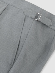 Reiss Light Grey Promise Adjuster Side-Adjuster Tailored-Fit Suit Trousers Wool-Blend - Image 7 of 7