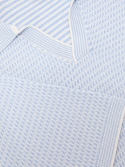 Reiss Soft Blue Redbury Open-Collar Textured-Knit Polo Shirt - Image 6 of 6