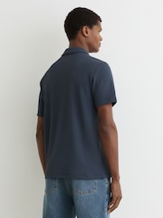 Reiss Airforce Blue Forno Half-Zip Textured Polo Shirt - Image 5 of 6