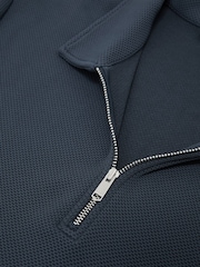 Reiss Airforce Blue Forno Half-Zip Textured Polo Shirt - Image 6 of 6