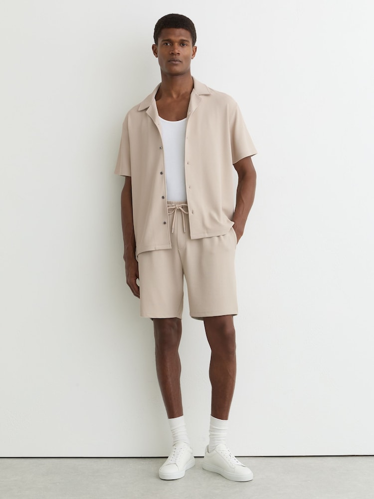 Reiss Stone Tavolla Textured Drawstring Shorts - Image 1 of 6 Reiss Stone Tavolla Textured Drawstring Shorts - Image 1 of 6
