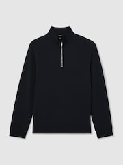 Reiss Navy Sole Textured Half-Zip Funnel-Neck Jumper - Image 2 of 6
