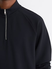 Reiss Navy Sole Textured Half-Zip Funnel-Neck Jumper - Image 4 of 6