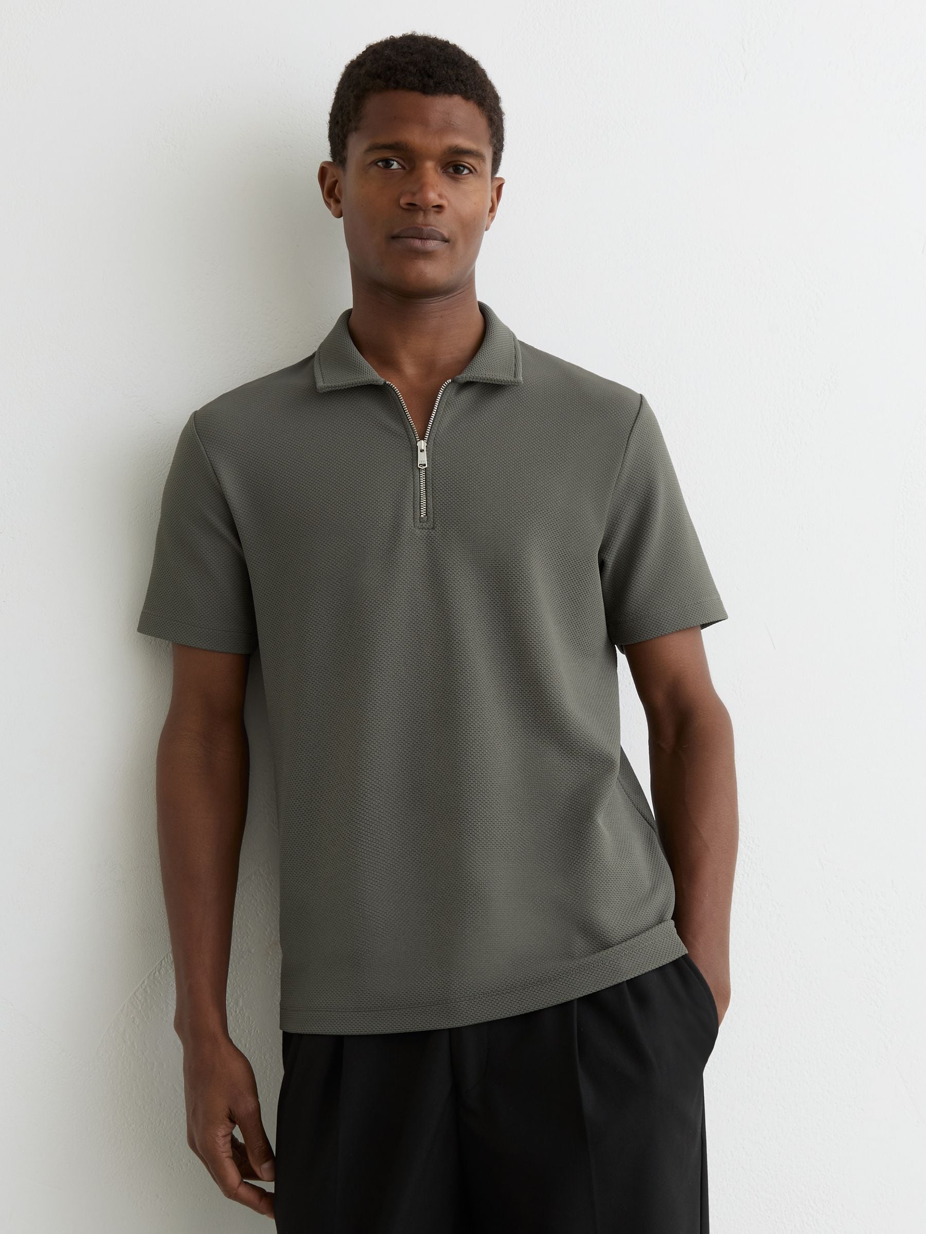 Comprar Verde sálvia - Camisa polo texturizada Reiss Forno com