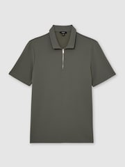 Reiss Sage Green Forno Half-Zip Textured Polo Shirt - Image 2 of 6