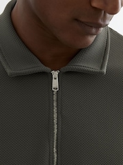 Reiss Sage Green Forno Half-Zip Textured Polo Shirt - Image 3 of 6