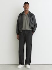 Reiss Sage Green Forno Half-Zip Textured Polo Shirt - Image 4 of 6