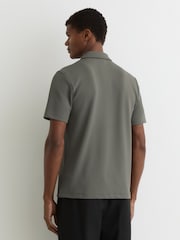 Reiss Sage Green Forno Half-Zip Textured Polo Shirt - Image 5 of 6