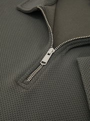 Reiss Sage Green Forno Half-Zip Textured Polo Shirt - Image 6 of 6
