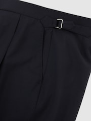 Reiss Navy Promise Adjuster Side-Adjuster Tailored-Fit Suit Trousers Wool-Blend - Image 6 of 6