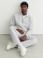 Reiss Grey Melange Kurwin Cotton-Blend Heavyweight Zip Sweatshirt - Image 3 of 7
