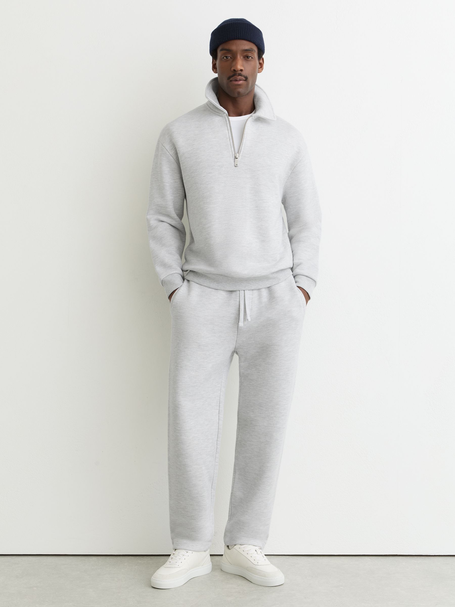 Buy Reiss Grey Melange Kurwin Cotton-Blend Heavyweight Zip