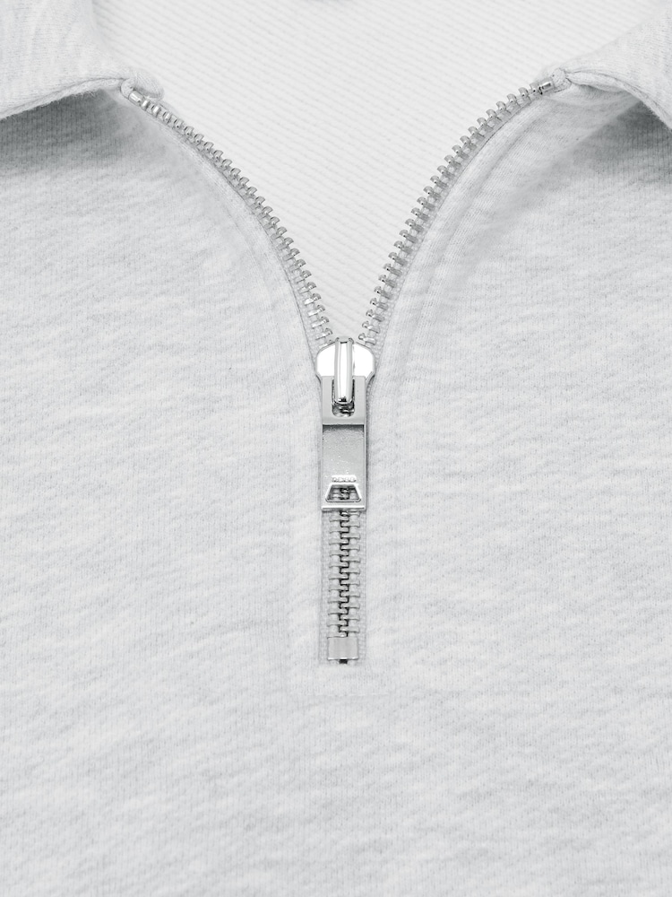 Reiss Grey Melange Kurwin Cotton-Blend Heavyweight Zip Sweatshirt - Image 7 of 7