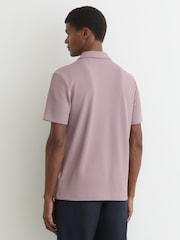 Reiss Raspberry Pink Forno Half-Zip Textured Polo Shirt - Image 5 of 6