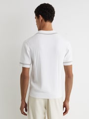Reiss Off White Rothwell Tipped Half-Button Knitted Polo Shirt - Image 5 of 6