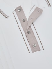 Reiss Off White Rothwell Tipped Half-Button Knitted Polo Shirt - Image 6 of 6