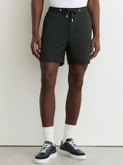 Reiss Dark Green Newmark Textured Drawstring Shorts - Image 3 of 6