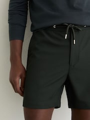 Reiss Dark Green Newmark Textured Drawstring Shorts - Image 4 of 6
