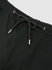 Reiss Dark Green Newmark Textured Drawstring Shorts - Image 6 of 6