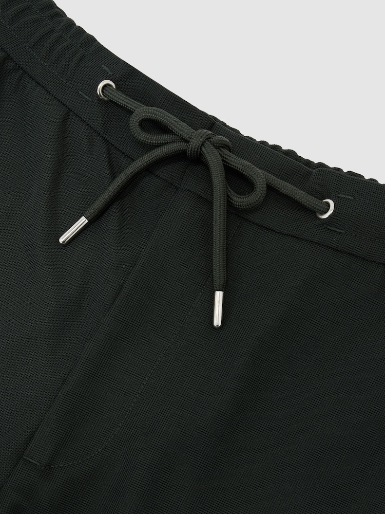 Reiss Dark Green Newmark Textured Drawstring Shorts - Image 6 of 6