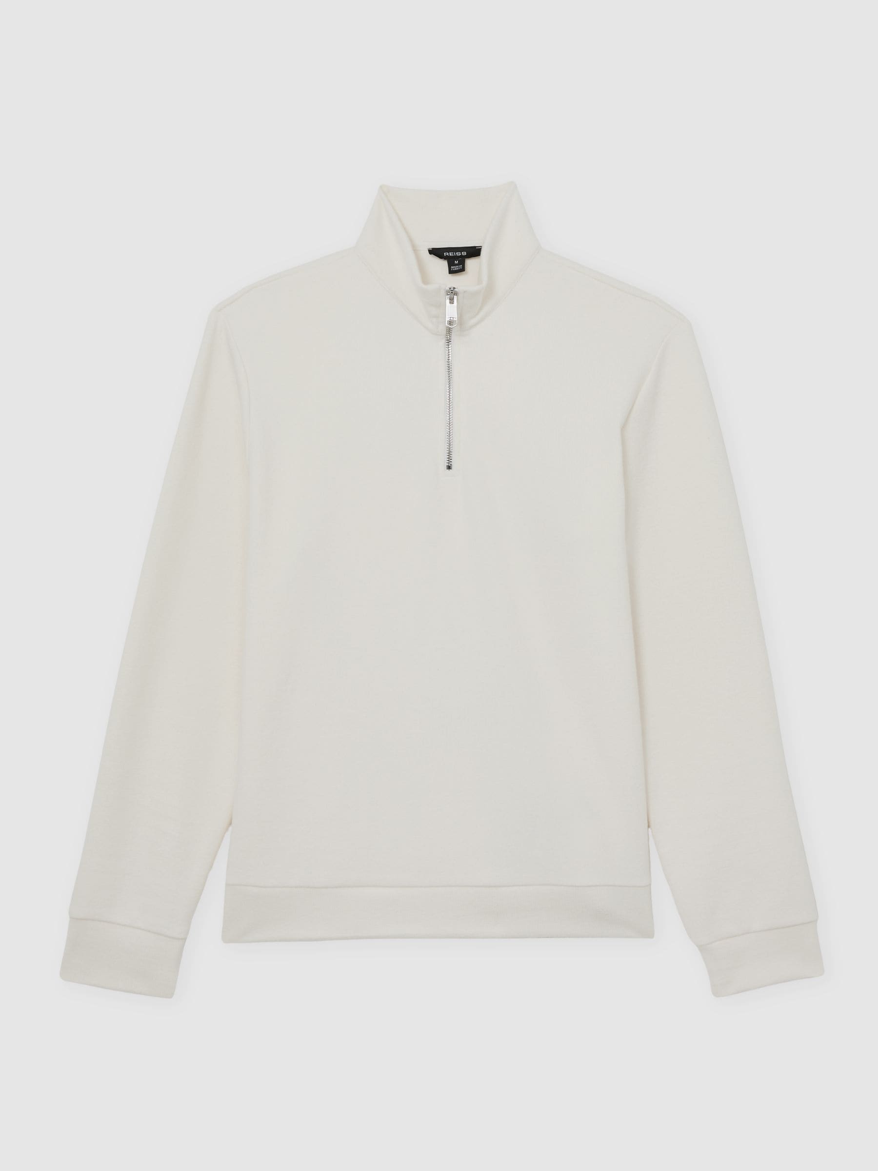 Buy Reiss White Bossa Cotton-Blend Ribbed Half-Zip Jumper from the