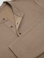 Reiss Camel Salvator Textured Long-Sleeve Henley Shirt - Image 5 of 5