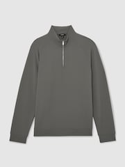 Reiss Sage Green Sole Textured Half-Zip Funnel-Neck Jumper - Image 2 of 6