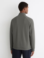 Reiss Sage Green Sole Textured Half-Zip Funnel-Neck Jumper - Image 5 of 6