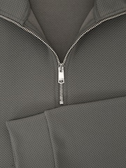 Reiss Sage Green Sole Textured Half-Zip Funnel-Neck Jumper - Image 6 of 6