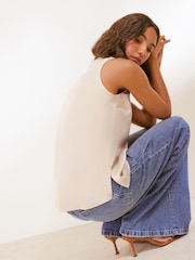 Friends Like These Cream Satin Scoop Neck Vest Top - Image 4 of 4
