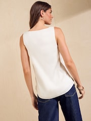 Friends Like These Cream Satin Scoop Neck Vest Top - Image 6 of 6