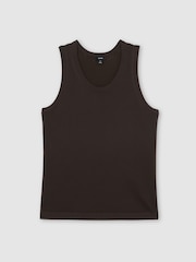 Reiss Chocolate Brown Watson Textured-Knit Round-Neck Vest - Image 2 of 8