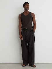 Reiss Chocolate Brown Watson Textured-Knit Round-Neck Vest - Image 3 of 8