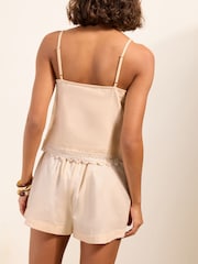 Friends Like These X Lucy Mecklenburgh Cream Embroidered Strappy Cami - Image 5 of 6