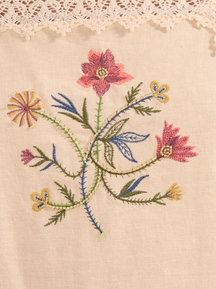 Friends Like These X Lucy Mecklenburgh Cream Embroidered Strappy Cami - Image 6 of 6