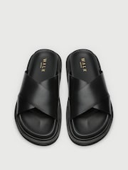 Walk London Black Ezra Cross Strap Sandals - Image 4 of 5