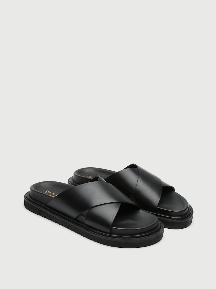 Walk London Black Ezra Cross Strap Sandals - Image 5 of 5