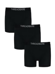 Threadbare Black Hipster Fit Boxer Shorts (3 Pack) - Image 1 of 3