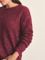 Simply Be Red Tinsel Knit Bow Back Jumper - Image 4 of 4