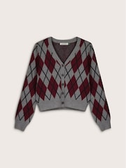 Baukjen Grey Clemence Wool Blend Argyle Cardigan - Image 5 of 5